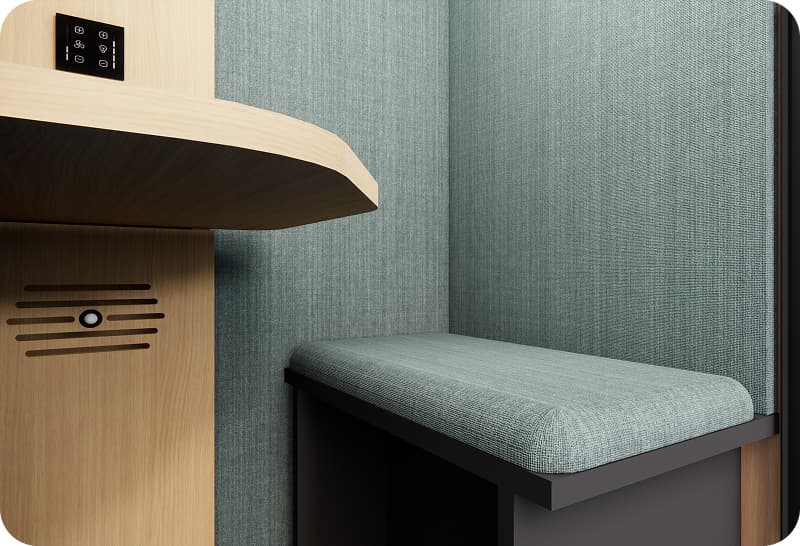 Détail tissus finitions cabine acoustique